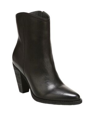 NEW Zodiac Darrah Leather Western Pointed Toe Cone Heel Booties Black 8.5 NWOB